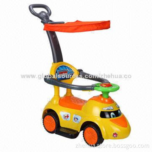 2014 New good price baby slide ride-on car with music, handlebar, pedal and top